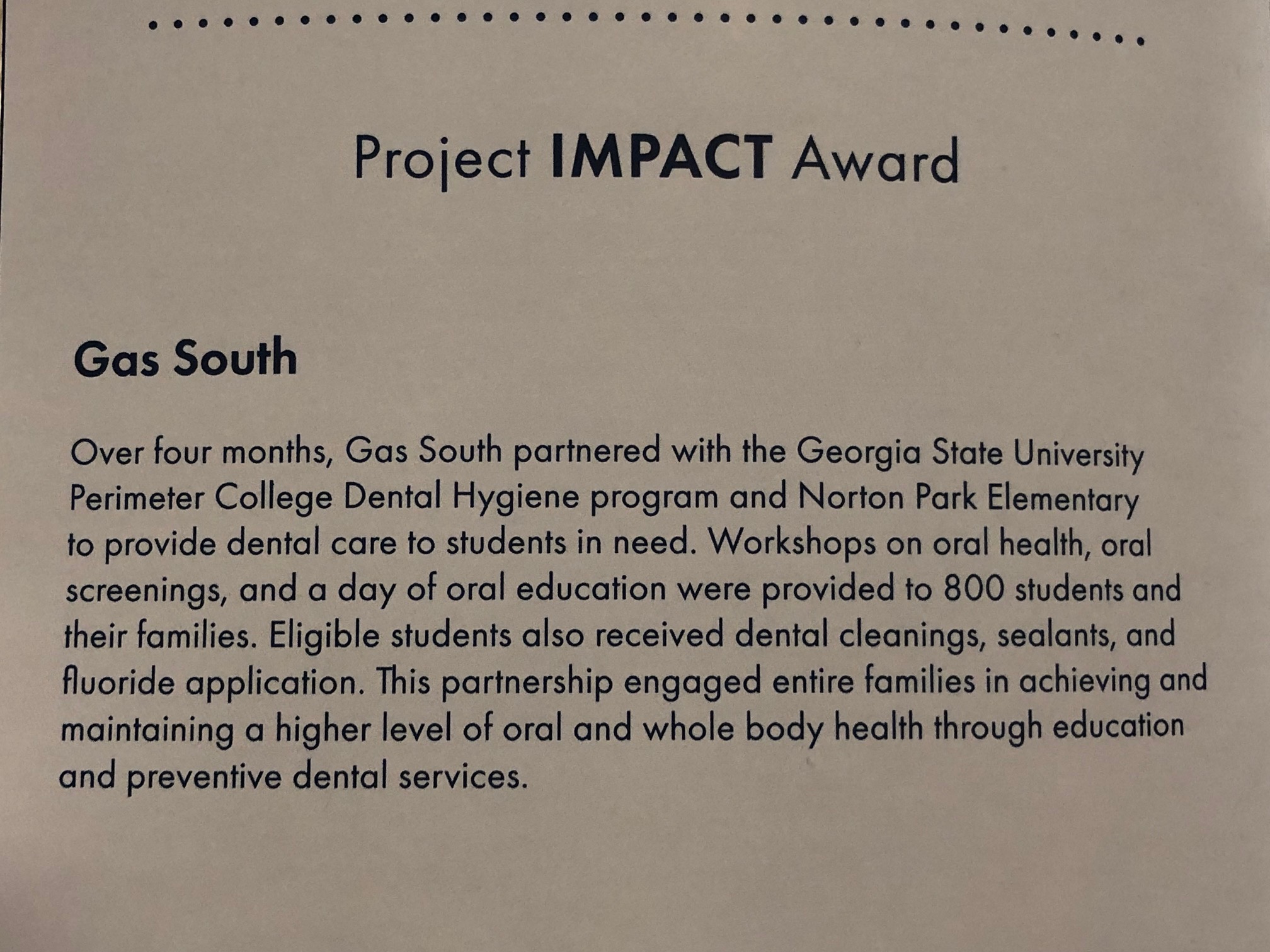 Project IMPACT Award-Gas South-GSU DH-GADPH-NPES
